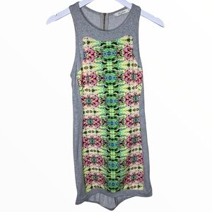 LUSTER Optical Illusion Racerback Tank Dress With Zipper Back Grey Size Small
